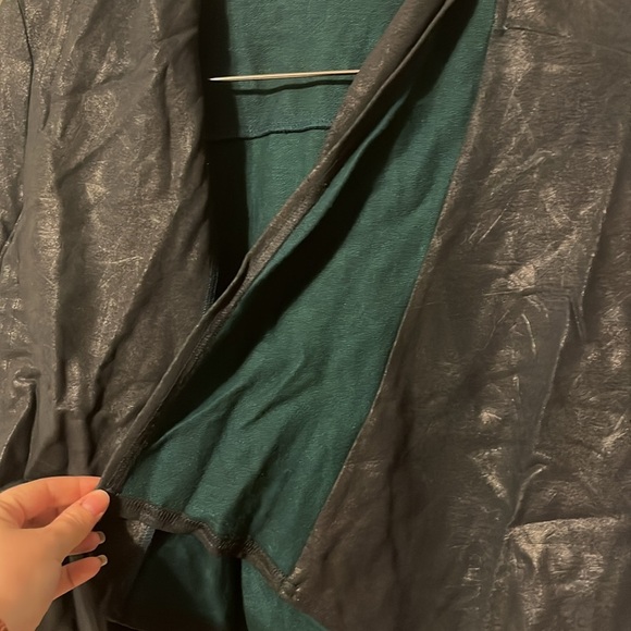 Krisa Coated Draped Cotton Moto Cardigan Jacket - Picture 7 of 8